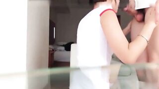 白丝美腿护士装翘起美臀怼着猛操
